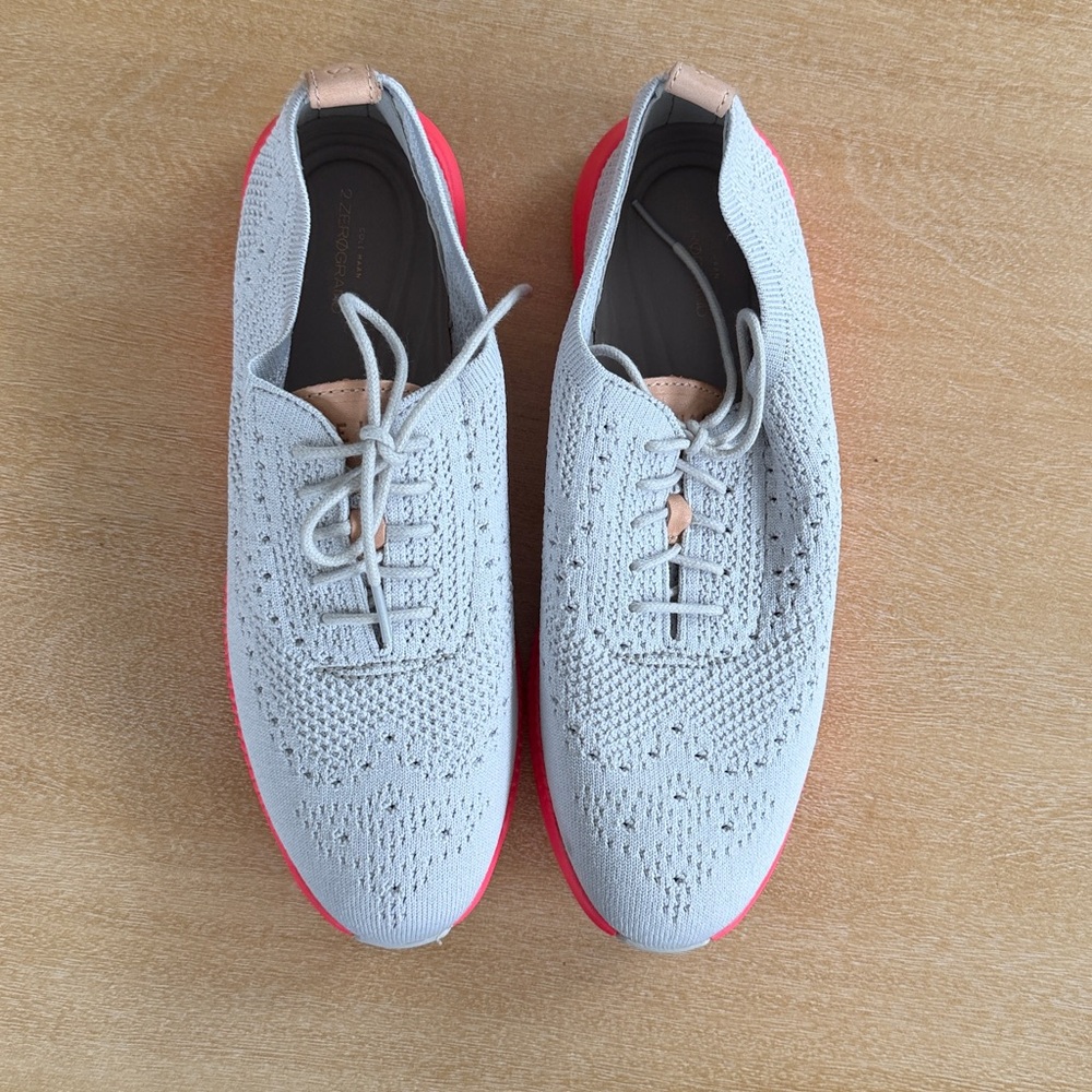Cole Haan Original Grand Gray and Hot Pink Knit Oxfords - Picture 5 of 6